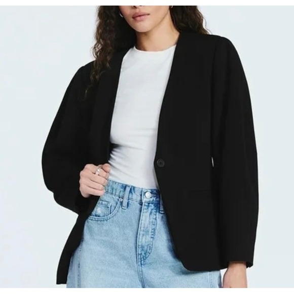 Scoop Jackets & Blazers - Scoop Womens Black Collarless Barrel Sleeve Blazer Jacket Plugs XXL 20 2X NEW